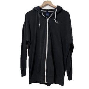 Vintage Nike Men’s Black Hooded Full Zip Sweatshirt 80s Blue Tag Large